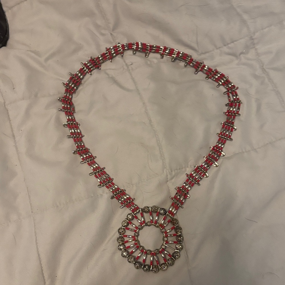 Elegant Red and Silver Necklace